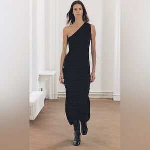 Zara draped midi dress in black size XS